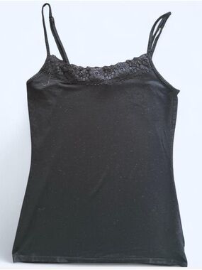 Y2K Rw&Co Women’s Black Lace Babydoll Cami Tank Top Preppy Feminine Coquette XS